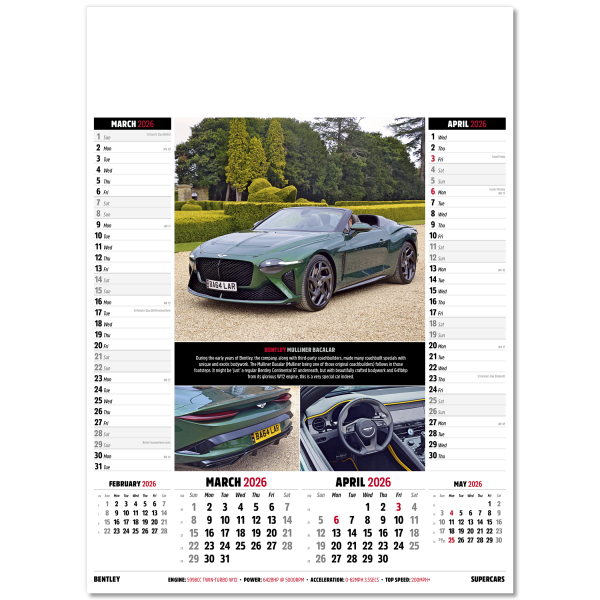 Supercars Memo Wall Calendar