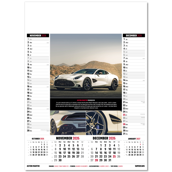 Supercars Memo Wall Calendar