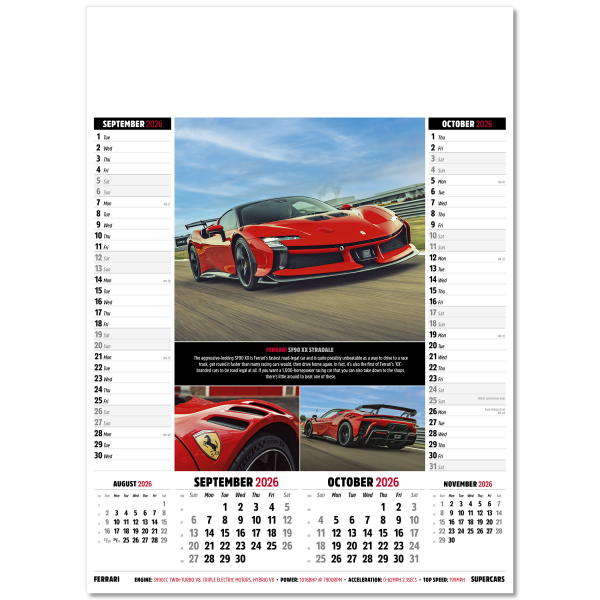 Supercars Memo Wall Calendar