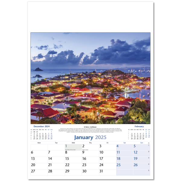 World by Night Wall Calendar