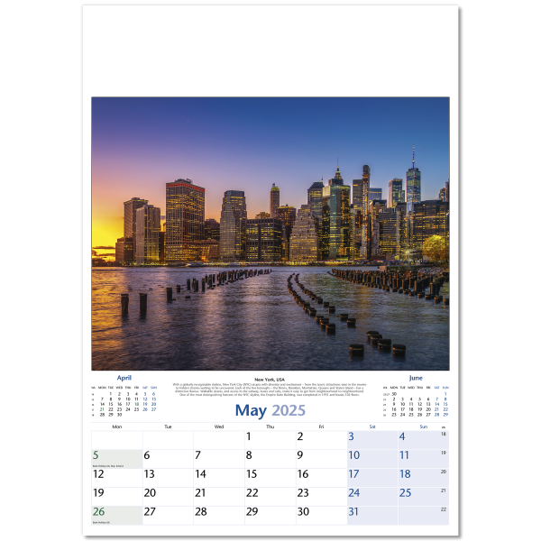 World by Night Wall Calendar