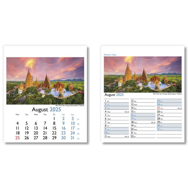 World in View Mini Desk Calendar