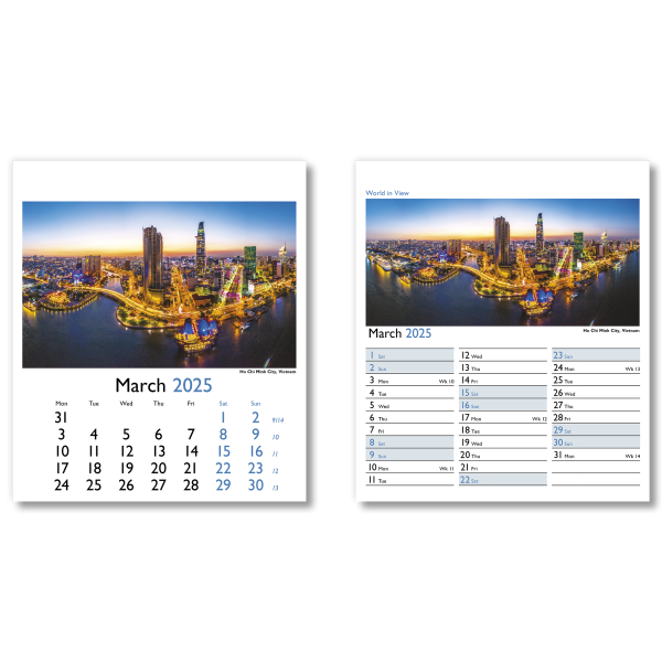 World in View Mini Desk Calendar