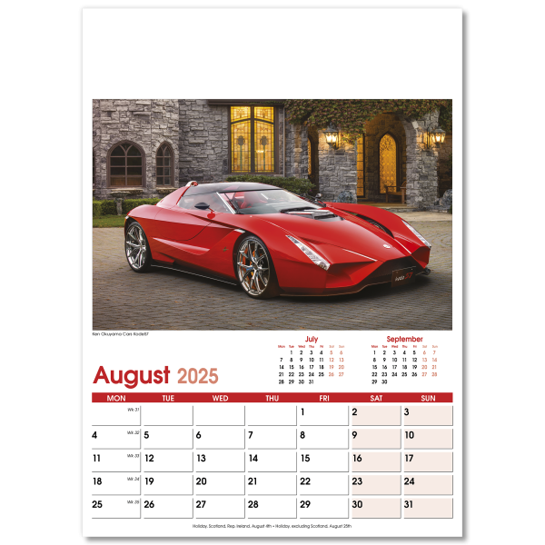 Fast Cars Wall Calendar - 13 Leaf