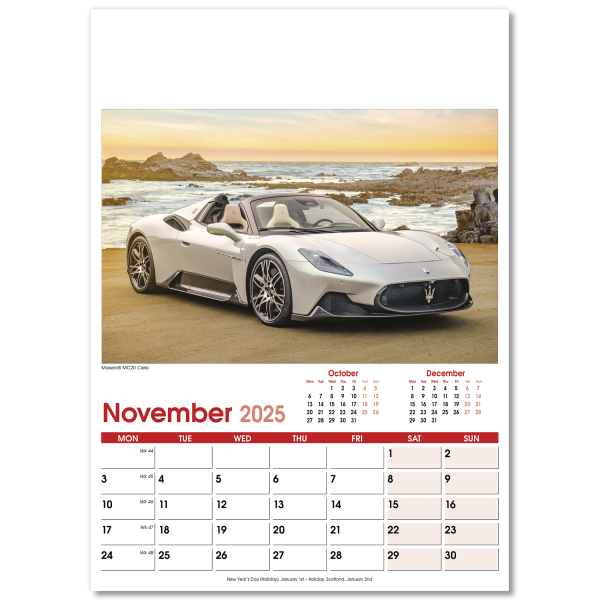 Fast Cars Wall Calendar - 13 Leaf