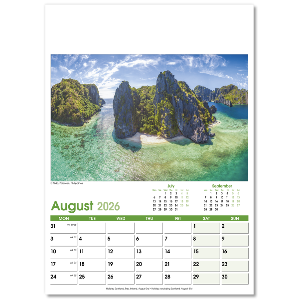 World Scenes Wall Calendar - 13 Leaf