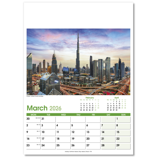 World Scenes Wall Calendar - 13 Leaf